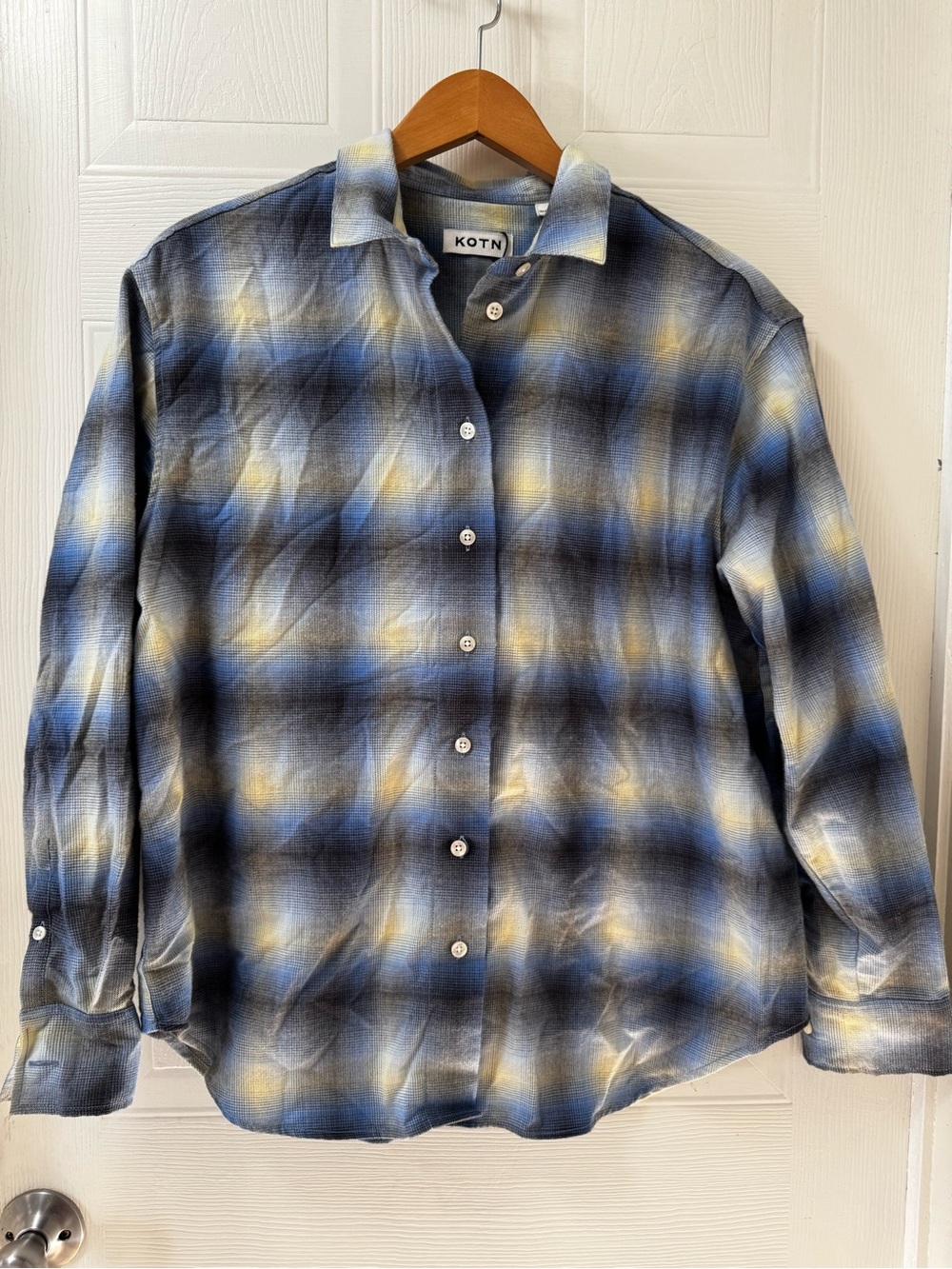 KOTN Blue, Yellow & Black Plaid Button-Down Shirt